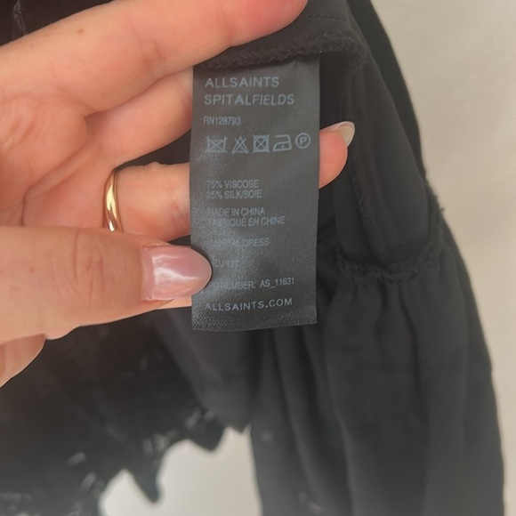 Allsaints spitalfields black velvet silk short sleeve imortal dress burnout 6 sm - Picture 6 of 10